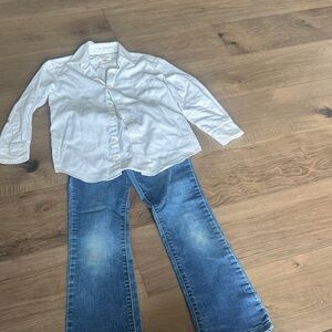 Cat & Jack White Shirt and Blue Jeans Set